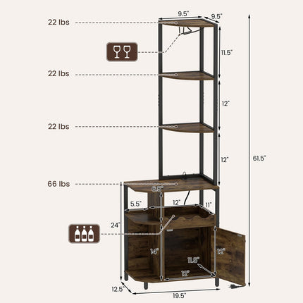 Dreamade Corner Bar Cabinet w/Power Outlets