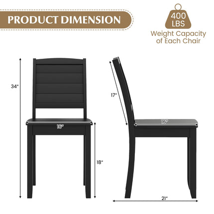 Dreamade Wood Dining Chairs Set of 2/4, Modern Kitchen Chairs w/Rubber Wood Legs, Curved Backrest, Farmhouse Diner Chairs