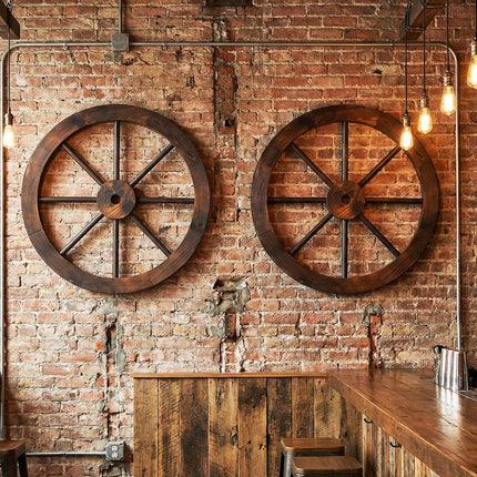 Dreamade 24-Inch Wagon Wheels 2/4 Pieces Carbonized Solid Fir Wood