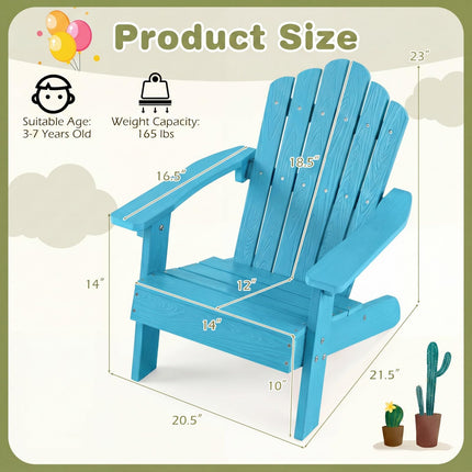 Dreamade Kids Adirondack Chair, All-Weather HIPS Children's Outdoor Chair with Tilted High Backrest