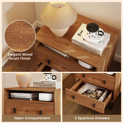 Dreamade Night Stand with 2 Drawers for Bedroom Home Office