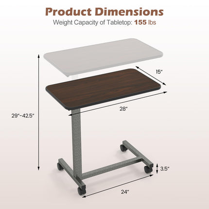 Dreamade Overbed Table with Lockable Rolling Wheels
