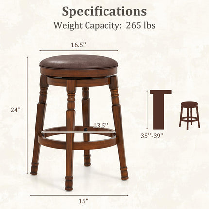 Dreamade Swivel Bar Stools Set with Faux Leather Padded Seat