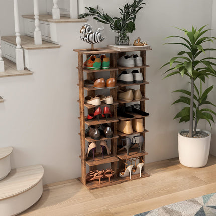 Dreamade 8-Tier Vertical Shoe Rack, Corner Shoe Storage Organizer for 7 Pairs, Freestanding Narrow Shoe Rack