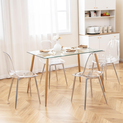 Dreamade Clear Dining Chairs Set of 4, Kitchen Chairs w/Transparent Seat & Curved Back
