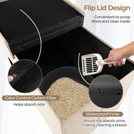 Dreamade Cat Litter Box Enclosure - Hidden Cat Litter Box Furniture Ottoman