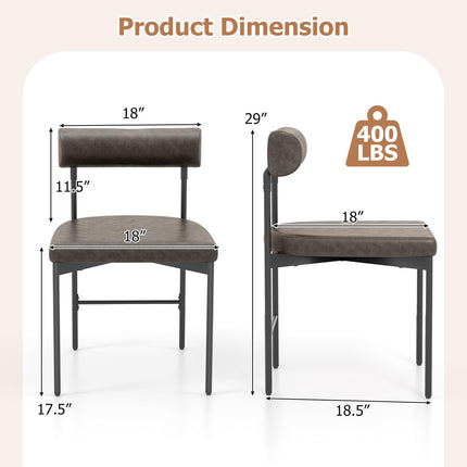 Dreamade Dining Chairs, Faux Leather Upholstered Kitchen Side Chair with Padded Backrest and Cushion, Metal Legs