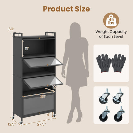 Dreamade 5-Tier Kitchen Storage Cabinet, Freestanding Metal Baker's Rack