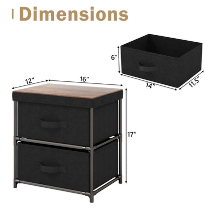 Dreamade Nightstand Set of 2 with 2 Fabric Drawers