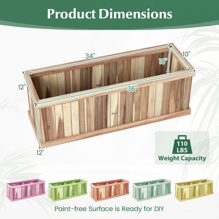 Dreamade Rectangular Acacia Wood Raised Garden Bed w/Drainage Gaps