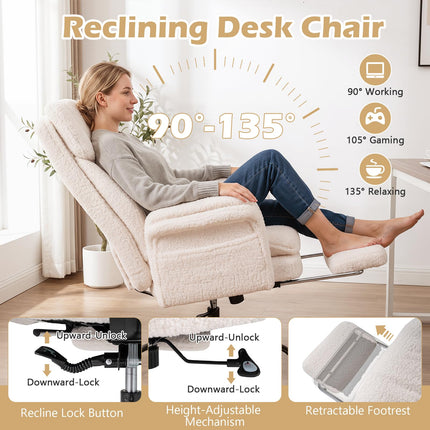 Dreamade Criss Cross Legged Reclining Desk Chair with 5-Level Adjustable Armrests