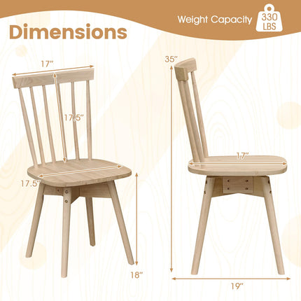 Dreamade Windsor Mid Century Rubber Wood Kitchen Chairs with Swivel Seat & Spindle Back (2/4)