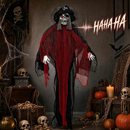 DREAMADE 9.4 ft Halloween Hanging Pirate Sound Activated Prop