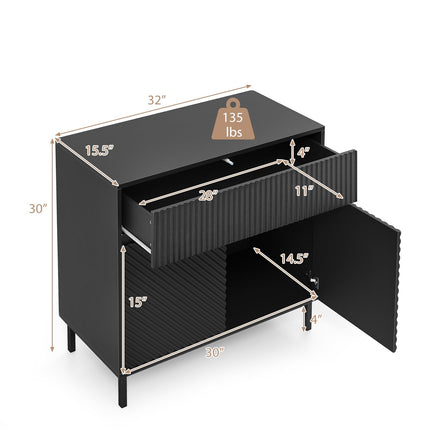 Dreamade 32" Wide Coffee Bar Console Table with 2 Doors and 1 Drawer (1/2)