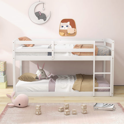 Dreamade Solid Wood Twin Over Twin Bunk Bed Frame