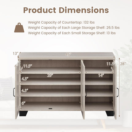 Dreamade Sideboard Buffet Cabinet | 45" Farmhouse Coffee Bar Cabinet with 3 Doors & Adjustable Shelves