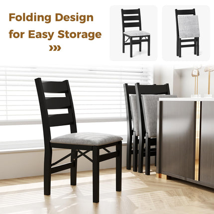 Dreamade Folding Dining Chairs Set of 2, Modern Upholstered Kitchen Chairs w/Slatted Backrest & Padded Seat