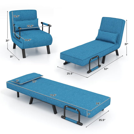 Dreamade Convertible Sofa Bed, 4-in-1 Sleeper Chair with Pillow