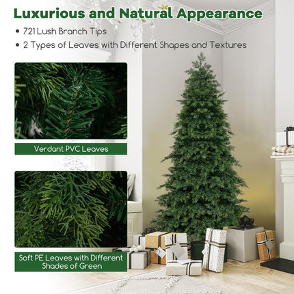 Dreamade 6ft Artificial Christmas Tree, Unlit Green Hinged Xmas Full Tree with 721 Lush Branch Tips