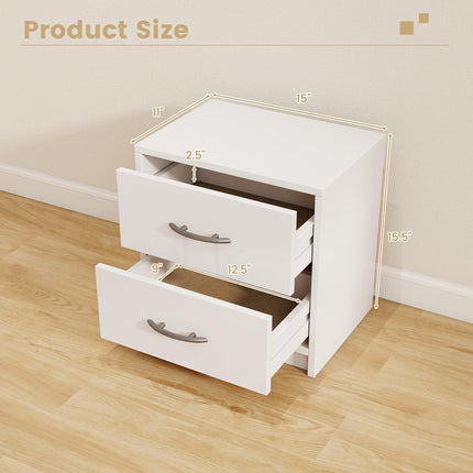 Dreamade Nightstand with 2 Drawers, Modern Night Stand with Storage Drawers, Compact Floor Sofa Side Table for Small Spaces