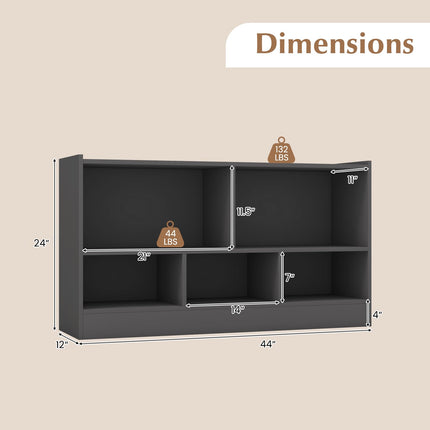 Dreamade 5-Cube Bookcase, Freestanding 3-Tier Bookshelf with Spacious Top & Raised Base