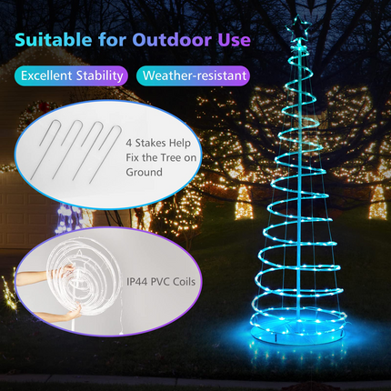 Dreamade 6 FT Spiral Christmas Tree, Outdoor Led Christmas Tree with 135 LED Lights - DreamadeUS