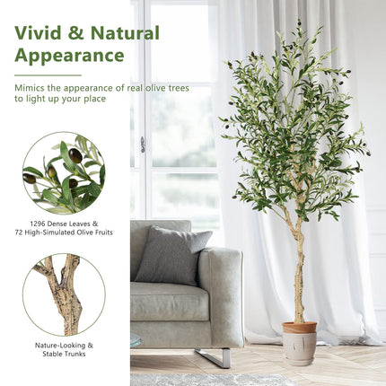 Dreamade 6ft Artificial Olive Tree, Tall Fake Potted Olive Silk Tree with Planter