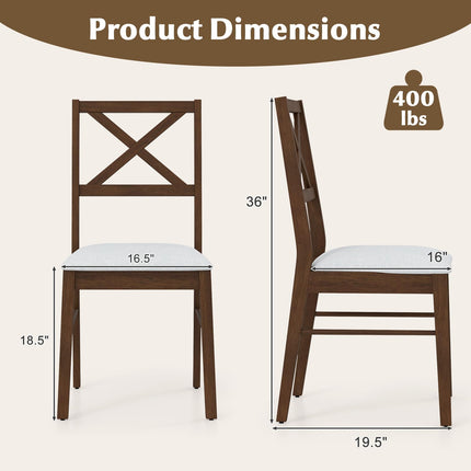 Dreamade Wooden Dining Chairs Set of 2/4, Upholstered Kitchen Chairs w/Cross Back & Padded Seat