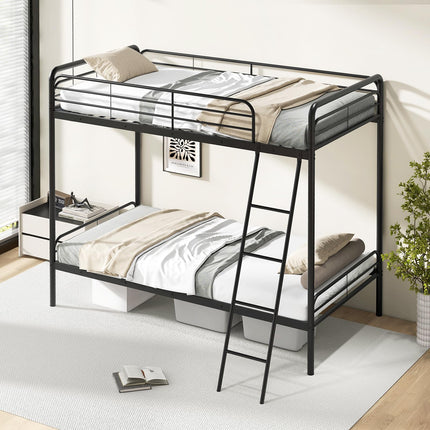 Dreamade Metal Bunk Bed Twin Over Twin, Heavy Duty Twin Bunk Beds with Inclined Ladder & Safety Guardrails