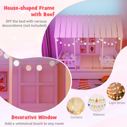 Dreamade Twin House Bed with Trundle Bed Twin
