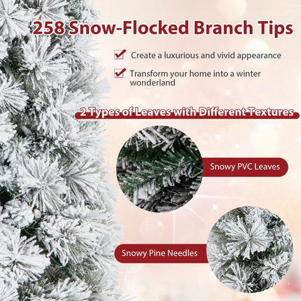 Dreamade Pre-Lit Snow Flocked Pencil Christmas Tree for Home Office Holiday Decor