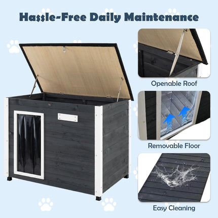 Dreamade Wooden Dog House with Openable Asphalt Roof