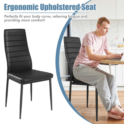 Dreamade Set of 4 Dining Chairs, Upholstered Dining Side Chairs with Stain-Proof PVC Leather