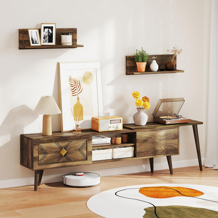 Dreamade 85 Inch TV Stand and 2 Floating Shelves Set