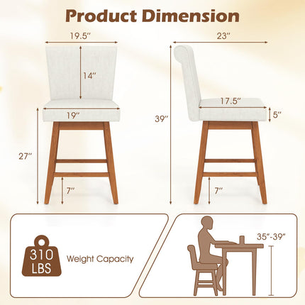 Dreamade Modern Upholstered Bar Stools Set