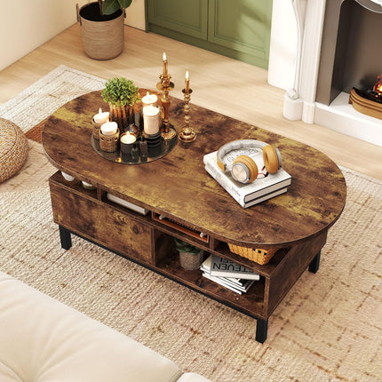 Dreamade 47" Oval Coffee Table Cocktail Accent Center Table with Storage