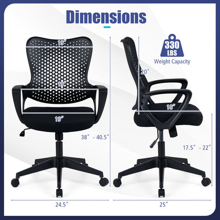 Gianetx Ergonomic Office Chair w/Breathable Butterfly Back & Integrated Armrests (1/2)