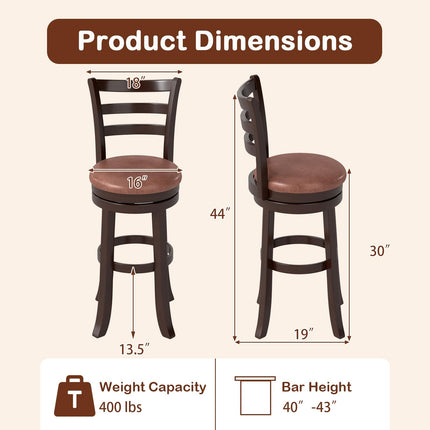 Dreamade 30" Counter Height Swivel Barstools Set of 2/4 with Faux Leather Seat and Wrap-around Footrest