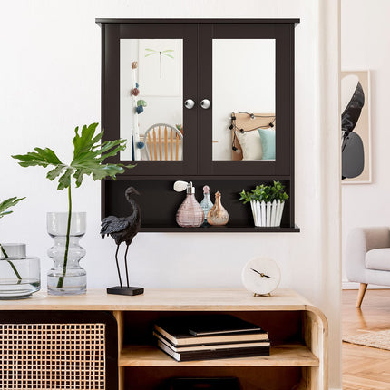 Dreamade Medicine Cabinet, Bathroom Wall Cabinet with 2 Mirrored Doors, Adjustable Shelf