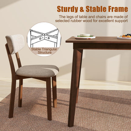 Dreamade 5-Piece Dining Table Set for 4, Kitchen Table Set with 48” Dinner Table, Padded Seat, Rubber Wood Legs