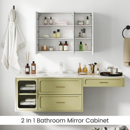 Dreamade Wall Mounted Medicine Cabinet with 3 Frameless Mirrored Doors & Mounting Hardware
