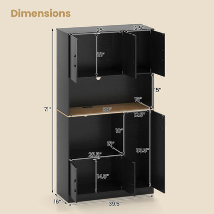 Dreamade 71" Kitchen Pantry Cabinet with 4 Storage Cabinet