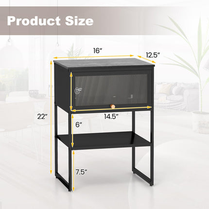 Dreamade Black Nightstand, Modern End Table with Flip up Door