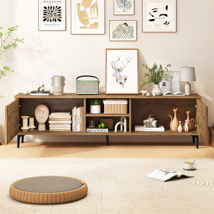 Dreamade Mid Century Modern TV Stand for 55-65 Inch TV Waveform Fluted Entertainment Center