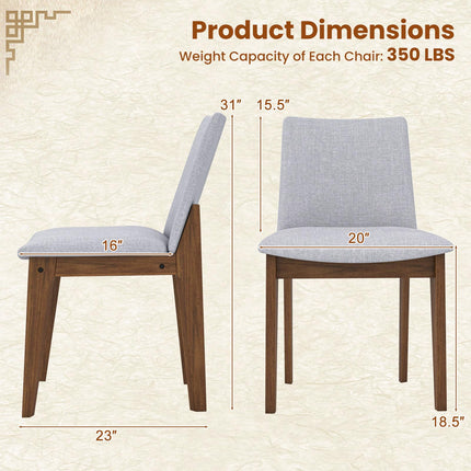 Dreamade Upholstered Dining Chairs Set of 2/4, Linen Fabric Wooden Kitchen Chairs w/Rubber Wood Frame