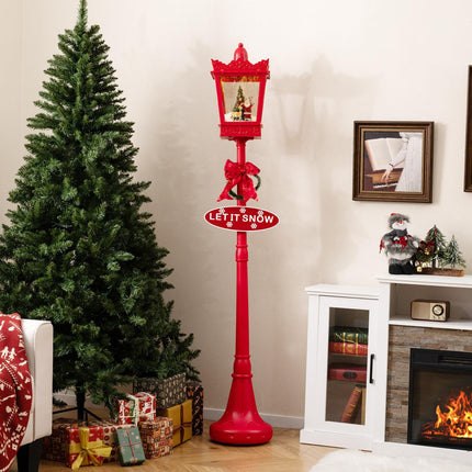 Dreamade 8 ft Musical Christmas Streetlight w/Warm White LED Lights Snowy Effects Santa Scene