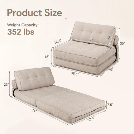 Dreamade 3-in-1 Folding Sofa Bed with Bolster & Pillow