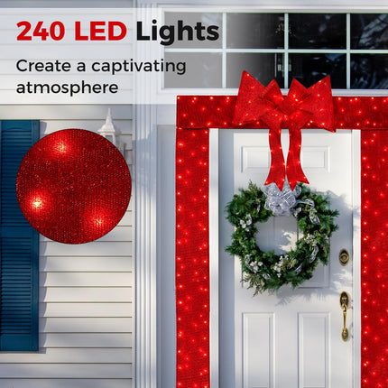 Dreamade Lighted Christmas Doorway Arch, Light-up Xmas Decoration with 240 LED Lights