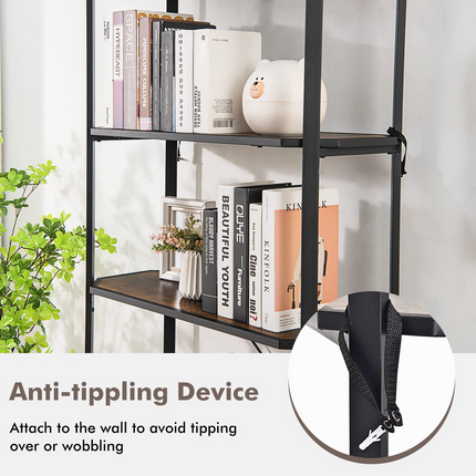 Dreamade Industrial Bookshelf, 5-Tier Vintage Bookcase