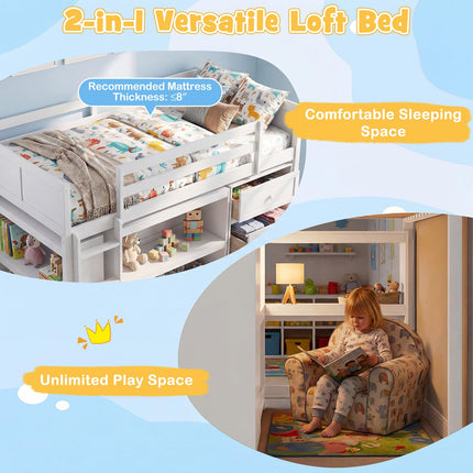 Dreamade Loft Bed Twin Size with LED Lights